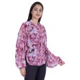thumbnail image 3 of Moomaya Chemise Boutonnée Imprimée pour Femme Col Mandarin Manches Longues Haut d'Été, 3 of 7