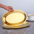 thumbnail image 3 of SANQIAHOME 9.9x6.1 Inch Thick Stainless Steel Dinner Plate 2-Piece Set, Egg-Shaped Appetizer Plate,Gold, 3 of 9