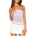 thumbnail image 2 of Fortune Women Tube Top Strapless Backless Tulle Patchwork Vest, 2 of 9