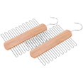 thumbnail image 5 of Wooden Necktie and Belt Hanger 2-Pack, Natural Finish Wood Center Organizer and Storage Rack with a Non-Slip Clips, 5 of 5