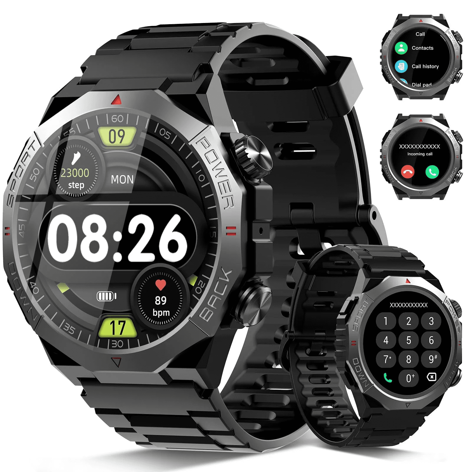 Refurbished Tikland 1.39 Smartwatch with Bluetooth for Men, Black