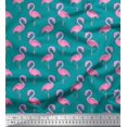 thumbnail image 1 of Soimoi Green Rayon Fabric Flamingo Bird Decor Fabric Printed Yard 56 Inch Wide, 1 of 3