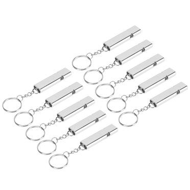 Emergency Whistle, 10Pcs Outdoor Camping Whistle Loud Voice Double Tube High Frequency Whistle Aluminum Alloy Survival Whistle with Keychain for Camping, Hiking, Fishing, Boating