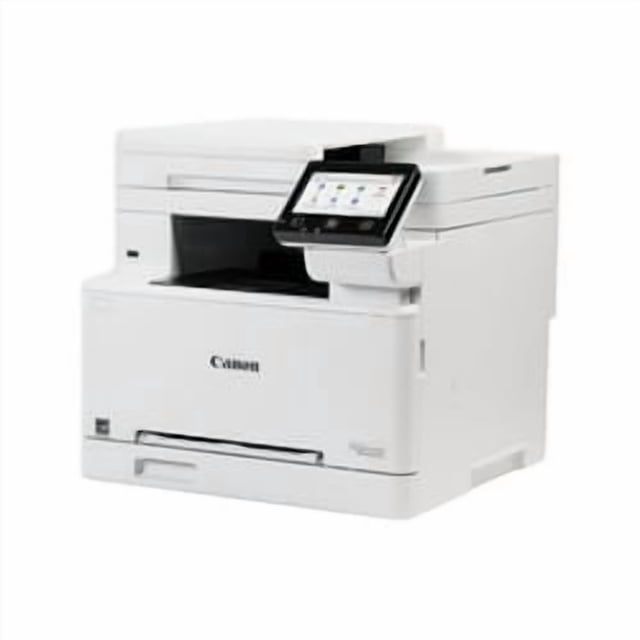 Canon Color imageCLASS MF665Cdw all-in-one wireless laser printer in white with a 5-inch color touch LCD, front paper cassette, and compact design for fast duplex printing and wireless mobile printing.