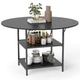 thumbnail image 1 of Gymax Table à Manger Ronde de 47 Pieds' avec Étagères de Rangement à 2 Niveaux et Cadre en Métal Robuste Noir, 1 of 10