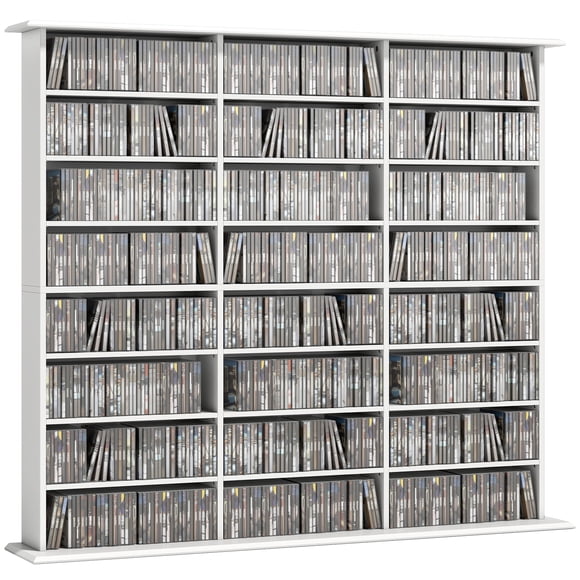 HOMCOM Media Storage Cabinet, 8-Tier DVD Shelf for 1032 CDs or 594 DVDs