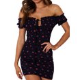 thumbnail image 2 of EYIIYE Women Floral Mini Dress Ruffle Short Sleeve Sexy Pencil Dress, 2 of 6