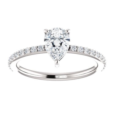 1,22 Ct Excellent Bagues de Fiançailles en Forme de Poire Diamond pour Femmes en Or Blanc Massif 18K