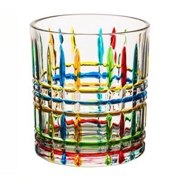 Tasse à Boire en Verre Rayé Peint à la Main au Design Unique pour Bar à la Maison