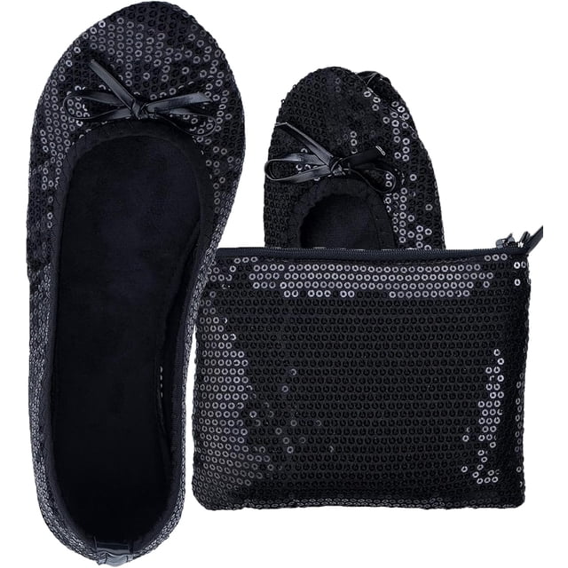 Women's Portable Foldable Ballet Flats Shoes Roll Up Slippers for Travel Wedding
