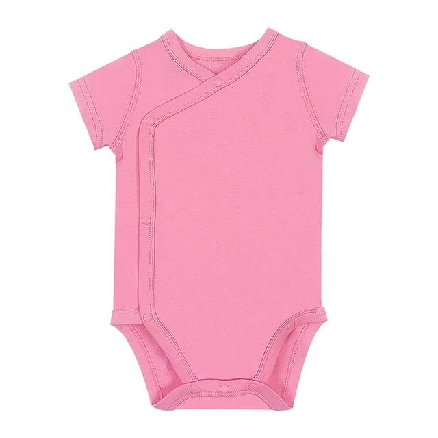 MIASHUI Baby Short Sleeve Side Snap Bodysuit Unisex Solid Color Soft Clothes,Pink,NB