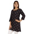 thumbnail image 3 of Moomaya Womens Tops Rayon Block Print Tunic 3/4th Sleeve Tunic Summer Blouse, 3 of 8