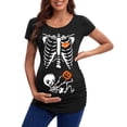 thumbnail image 2 of Blouse de Maternité d'Halloween à Imprimé Squelette, Confortable, Extensible, Tissu Doux, Hauts Décontractés pour Femmes Enceintes, Tenue Quotidienne, 2 of 3