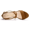 thumbnail image 4 of BLISSFUL STEP Women's Solid Color Open Toe Cross Strap Mid Chunky Heel Sandals, 4 of 6