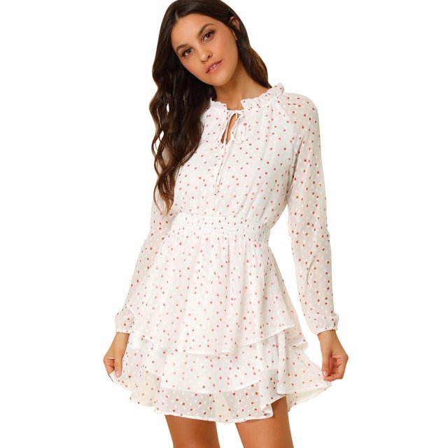 Unique Bargains Robe en Mousseline à Taille Smockée à Imprimé Floral Vintage pour Femme