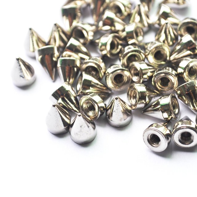 Abody Silver Rivets Cone Shape Spikes Screwback Studs DIY Craft Cool Punk Metal Fixing Tool Kit for Belts Jackets Leather Crafts and Repairing Decorating Product