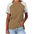 thumbnail image 1 of FAIWAD Hauts Grande Taille pour Femmes Blouse d'Été à Imprimé Rayé Manches Courtes Col Rond T-Shirts Tuniques Décontractées Tee, 1 of 3
