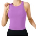 thumbnail image 2 of Ltctricy Women's Crop Tank Tops with Built in Bra Ribbed Knit Crew Neck Racerback Slim Sleeveless Workout Tops Athletic Yoga Shirts, 2 of 7