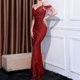 thumbnail image 4 of UPPADA Wedding Guest Dresses for Women One Shoulder Ruched Formal Evening Dress Wrap Ruffle Hem Dress Halter Bodycon Maxi Dress High Waist Party Prom Gown Cocktail Dress Up To 65% off, 4 of 7