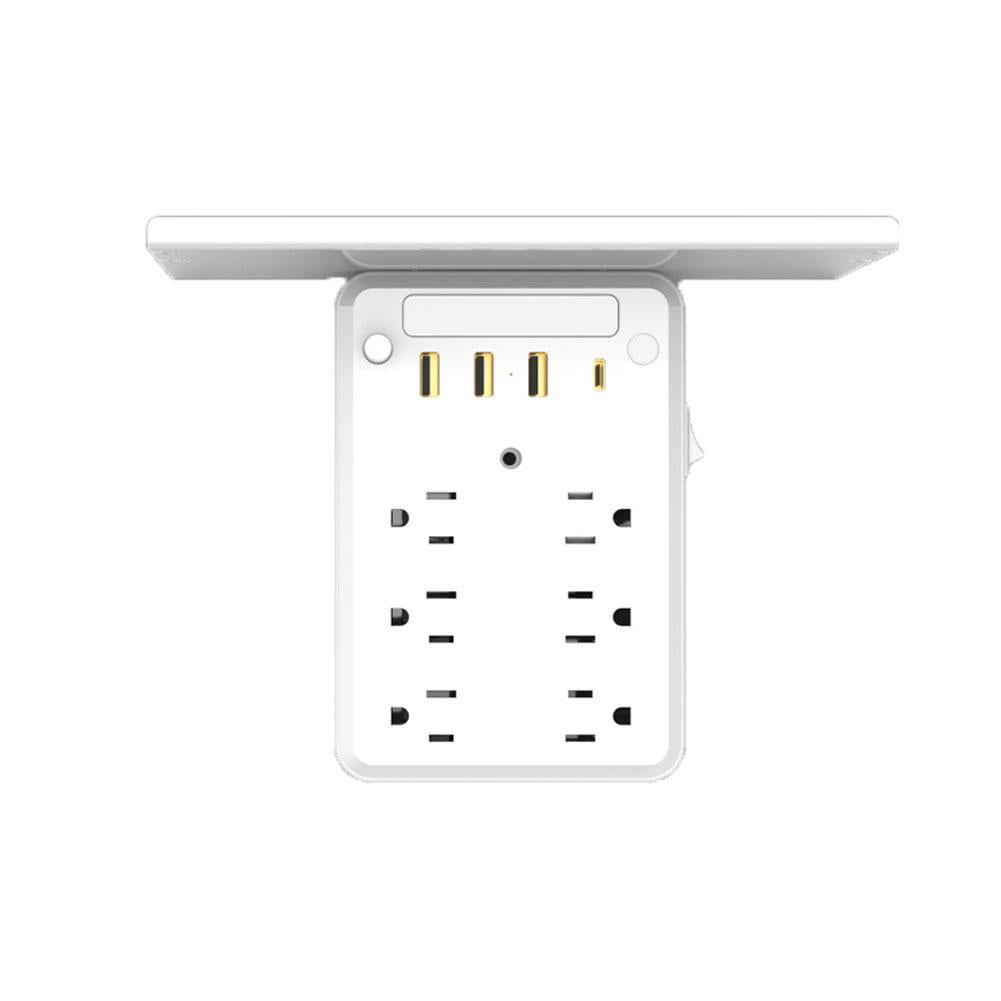 9-in-1 Wall Outlet Extender with Shelf Surge Protector, 6 Electrical Outlets, 3 USB Ports for Home & Dorm Use