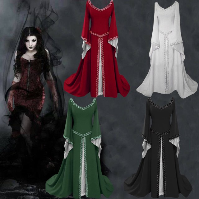 Gspmoly Robes d'Été pour Femmes 2025, Robe à Manches Longues à Col en V pour Femmes Longueur au Sol Robe de Cosplay Robes de Fête pour Femmes Économies d'Été Liquidation