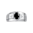 thumbnail image 1 of RYLOS Men's Rings 14K White Gold Classic 7X5MM Oval Gemstone & Diamond Ring Cabochon Onyx October Birthstone Rings For Men, Gold Rings Size 13, 1 of 7