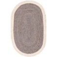 thumbnail image 2 of Indian Handmade Braided White Border with Inner Gray Natural Jute Area Rug, Home Décor Rug, Jute Rug for Bedroom, Dining Room, living room, Doormat Rug Size - 8' x 10' Oval (240 cm x 300 cm), 2 of 5