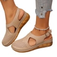 thumbnail image 4 of RXMEKW Sandales Compensées pour Femmes avec Bride de Cheville Ajustable, Tige Perforée, Semelle Intérieure Coussinée pour Tenue Décontractée en Noir/vert/beige/blanc, 4 of 5