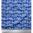 thumbnail image 1 of Soimoi Japan Crepe Satin Fabric Fish Block Print Fabric by The Yard 42 Inch Wide, 1 of 3