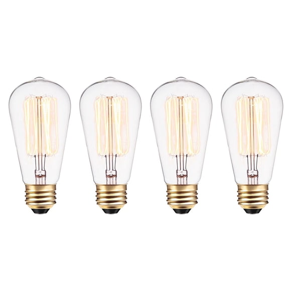 Globe Electric 60W Vintage Edison S60 Squirrel Cage Incandescent Filament Light Bulb 4-Pack, E26 Base, 220 Lumens, 84419