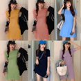 thumbnail image 4 of MesaSe Spring And Summer Simple Dress Fresh Slim  Neck Knitted Short Skirt, 4 of 4