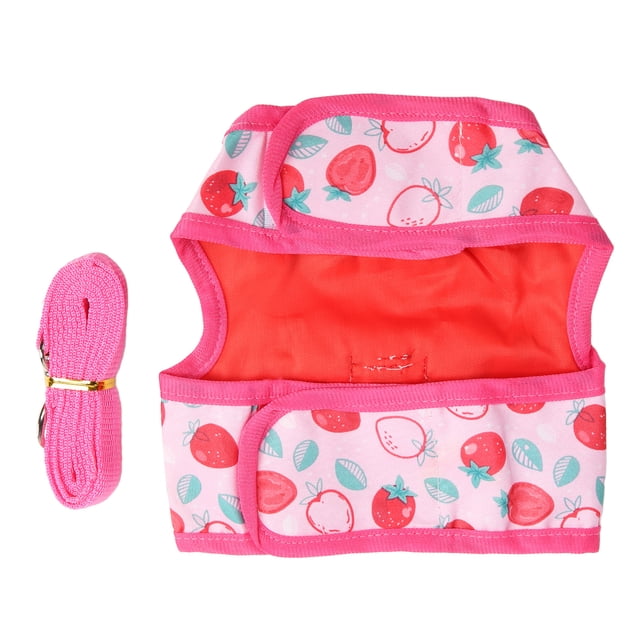 Rabbit Harness Dress, Printing Dyeing Soft Comfortable Polyester Nylon Pet Rabbit Dresses Pink with Tow Rope for Guinea Pig S,M,L