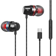 USB Type C Headphones Wired Earbuds  Stereo Earbuds with Microphone and Volume Control  in Ear Ergonomic Noise Isolating Headphones  Earphones   Powerful Bass Sound