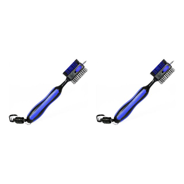 QualitChoice Double-Sided for Golf Club Cleaning Brush Reusable Stain Maintenance Tool with Groove Outside Training Accessories Blue 2Set