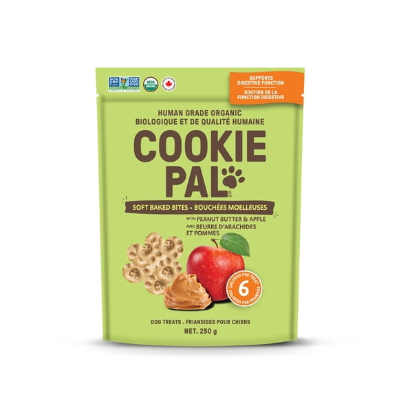 COOKIE PAL Peanut Butter & Apple Soft Baked Bites Human Grade and Organic Dog Treats 250g