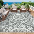 thumbnail image 1 of Outdoor Rug x Outdoor Carpet Reversible Patio Rug for Camping Large Outdoor Plastic Straw Area Rug Portable Geometric Mats for RV Backyard Deck Porch Beach Picnic Teal, 1 of 7