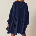 thumbnail image 5 of Womens Oversized Sweatshirt Dress Long Flowy Patchwork Pullover Tops Cute Drop Shoulder Sweatshirts Fall Long Sleeve Mini Dress Teen Girls Crewneck Solid Tunic Pleated Loose Clothing Beig, 5 of 5