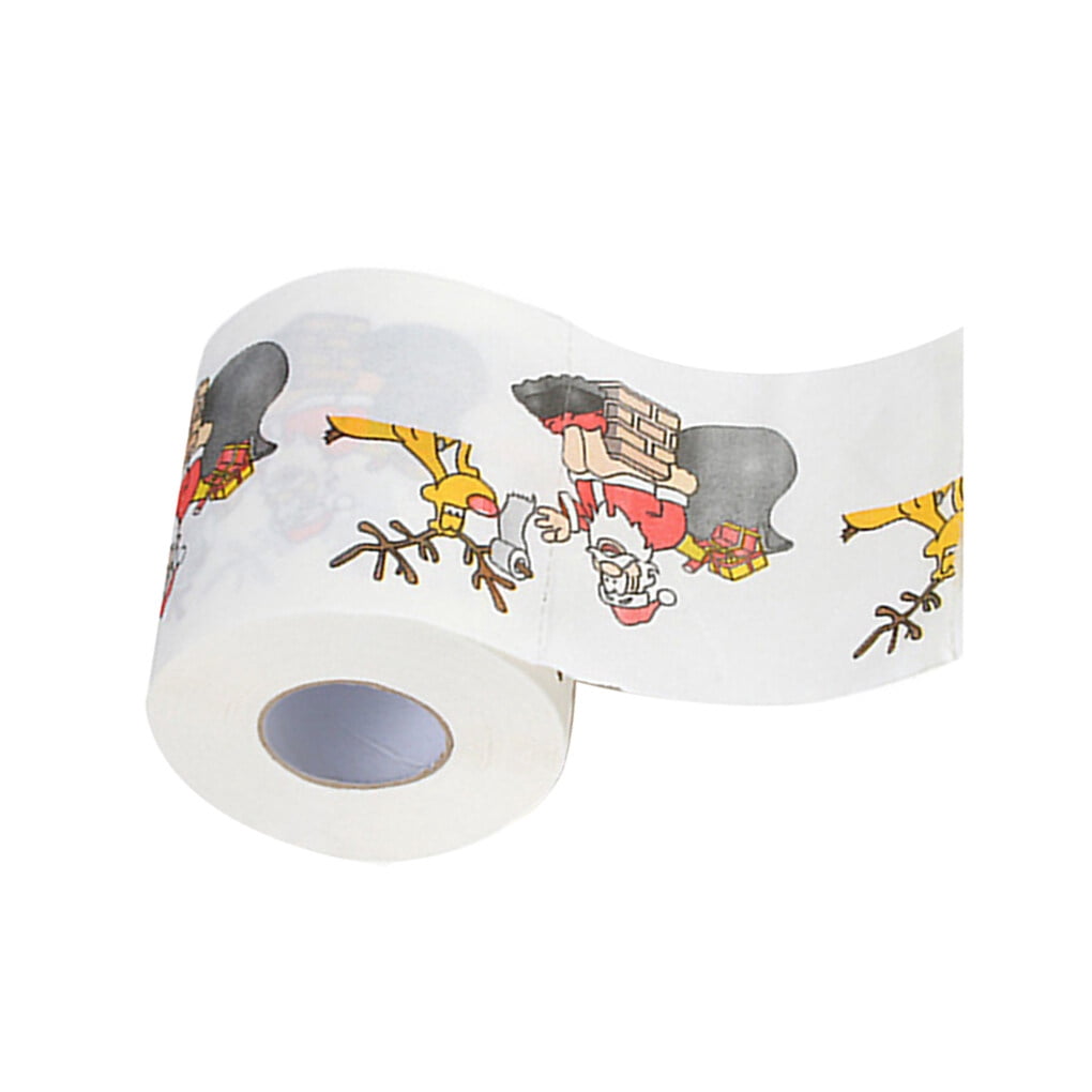 serony Christmas Theme Printed Toilet Paper Home Hotel Bathroom Roll Paper Tissue Holiday Decor, Santa, 10x10cm