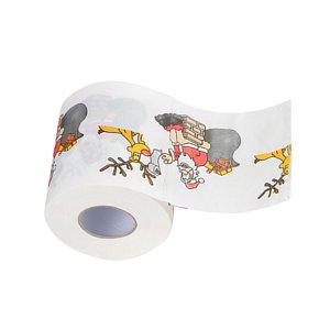 serony Christmas Theme Printed Toilet Paper Home Hotel Bathroom Roll Paper Tissue Holiday Decor, Santa, 10x10cm
