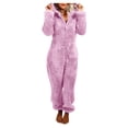 thumbnail image 1 of Penkiiy Combinaisons pour Femmes Femmes Combinaison à Capuche à Manches Longues Pyjama Décontracté d'Hiver Chaud Combinaison de Nuit Violet TP Combinaisons, 1 of 5