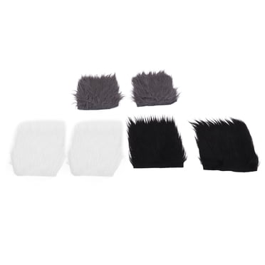 6pcs Faux Fur Fabric 25x25cm White Black Gray DIY Making Fluffy Glossy 3 Colors Convenient Washable Shaggy Fake Fur