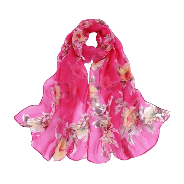 letairis Mode Été Femmes Foulard à Imprimé Floral Accessoire Léger et Stylé Rouge rose 1 Ensemble