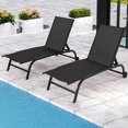 thumbnail image 1 of Yoleny Chaise Longue de Patio de 26 Pouces de Large avec Roues, Ensemble de 2 Chaises Longues de Piscine avec Dossier Réglable, Chaises Longues d'Extérieur en Textilène Imperméable pour Patio, Bord de Piscine, Terrasse, Noir, 1 of 6