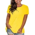 thumbnail image 1 of WTXUE T-Shirts à Manches Courtes, Chandails à Col Rond pour Femmes en Coton, Chandails Amples, T-Shirts Amples, Hauts Unis / Décontractés pour Femmes Yellow XS, 1 of 8