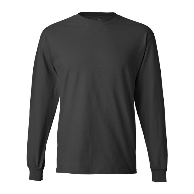 Hanes 100% Coton L/S 6.1 oz Beefy-T avec Revers Nervuré Smoke Gray - Small