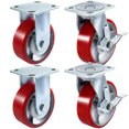 thumbnail image 1 of VEVOR Caster Wheels 4 Pack 6 x 2 Inch 2 Rigid and 2 Swivel Casters with Side Brake Polyurethane Iron Core Plate 1000LBS Capacity Per Wheel, 1 of 9