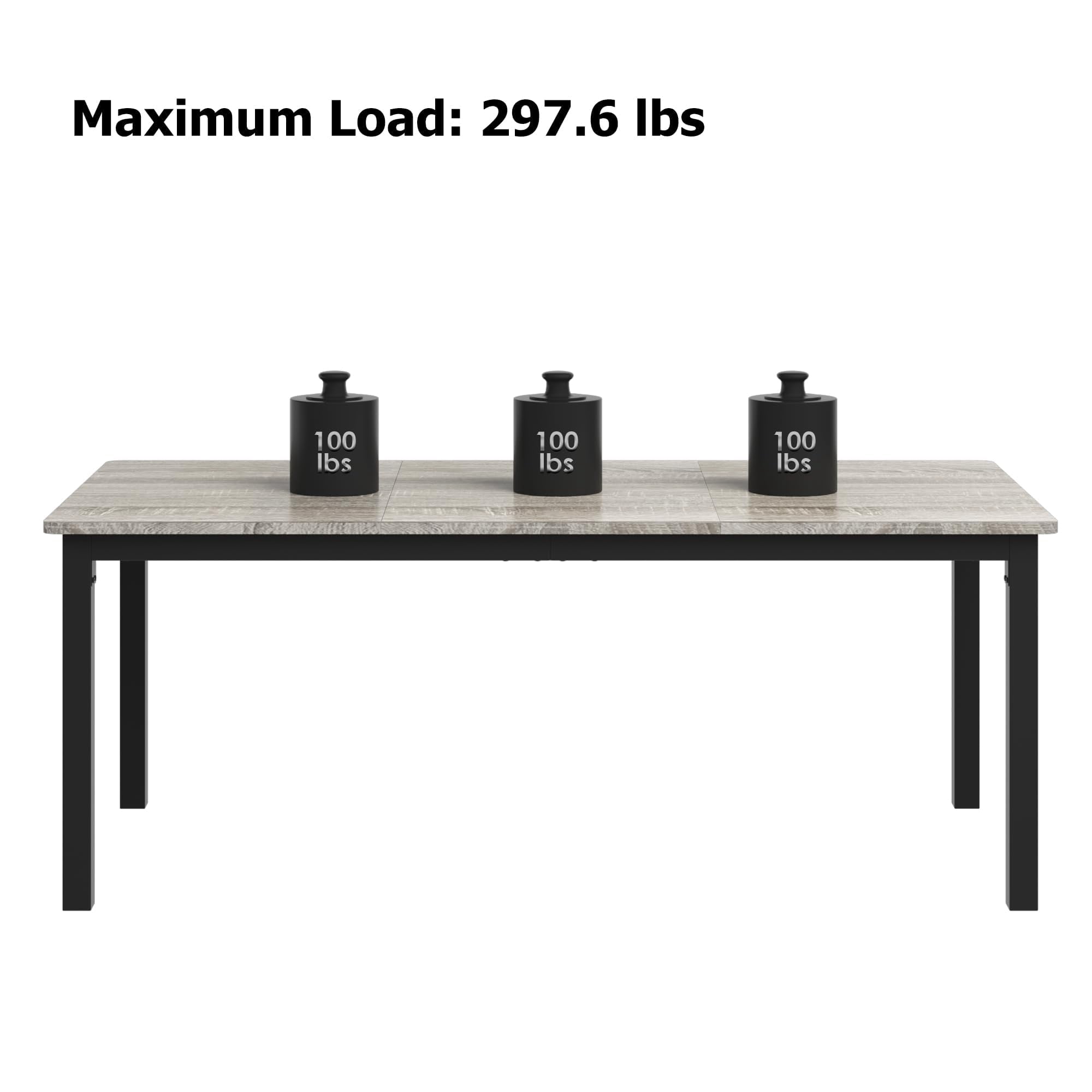 QinaQin Industrial Style Dining Table, 70.9-Inch/71-Inch