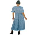 thumbnail image 3 of Robe Décontractée à Volants Manches Courtes Imprimé Floral Taille Haute Col en Chiffon Robe Longue de Plage Fête Vert s, 3 of 4