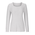 thumbnail image 3 of Timegard Tops for Women Eyelet Square Neck Ruched Long Sleeve See Through Blouse Casual Loose Tops, 3 of 5