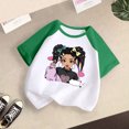 thumbnail image 3 of GDREDA Vêtements Fille Enfant Bébé Filles Mignon Col Rond Manches Courtes Imprimé Manches Raglan Tee Été Décontracté T-Shirt T-Shirts Fille Vert,11-12 Ans, 3 of 3